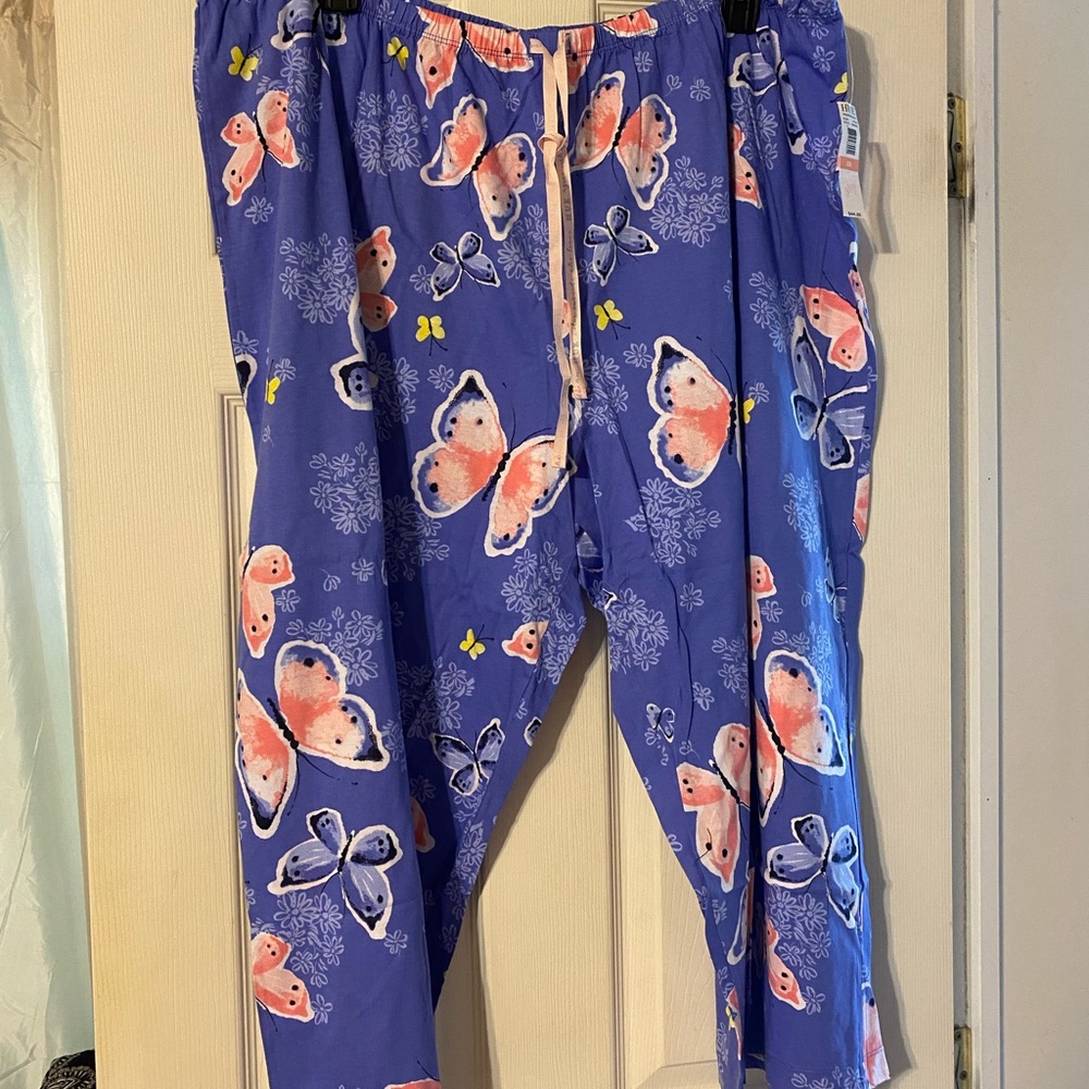 Purple butterfly pajama pants by Hue.